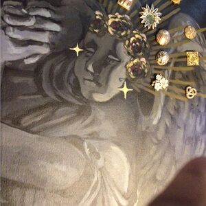 Angel Art Canvas with Gold Accents